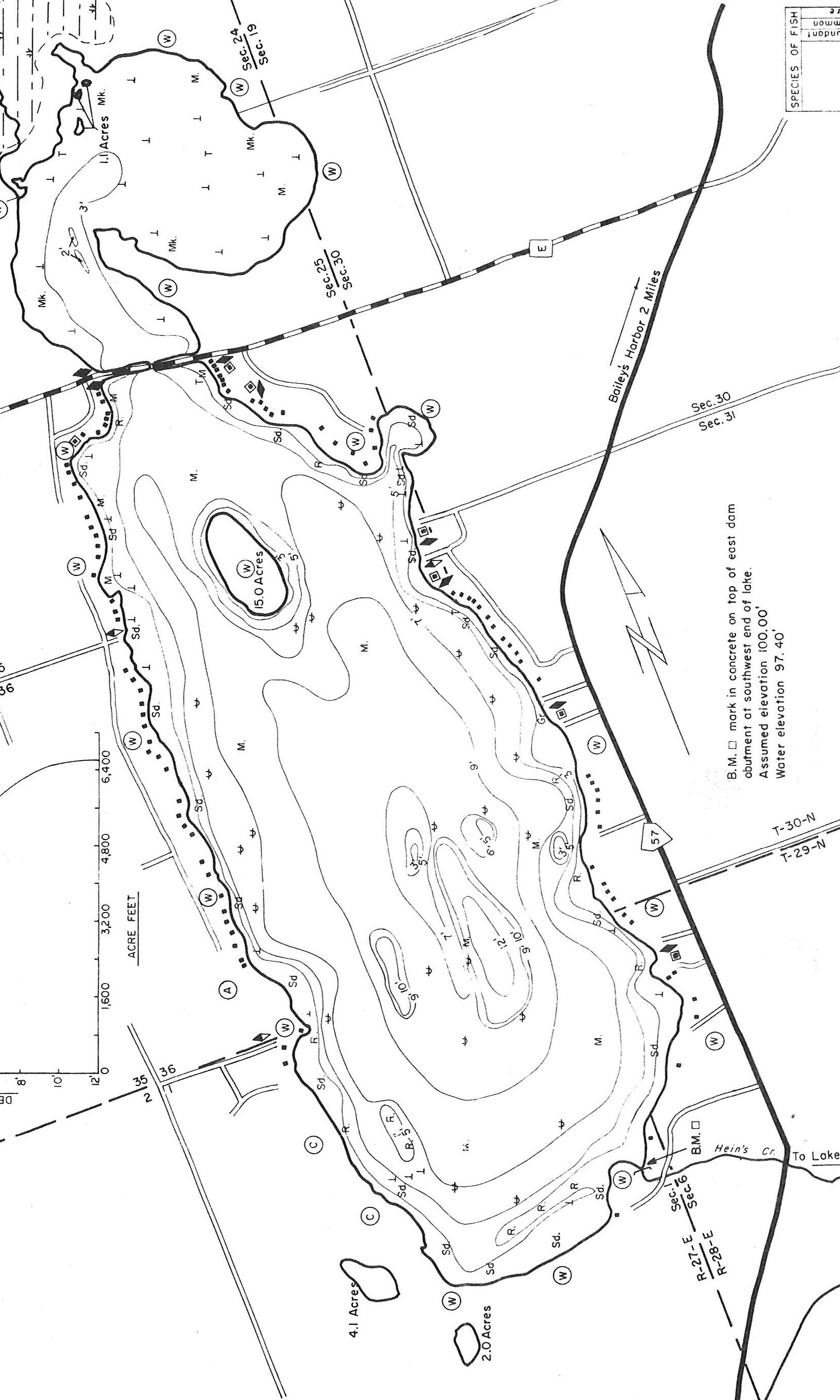 Kangaroo Lake Water Depth Map